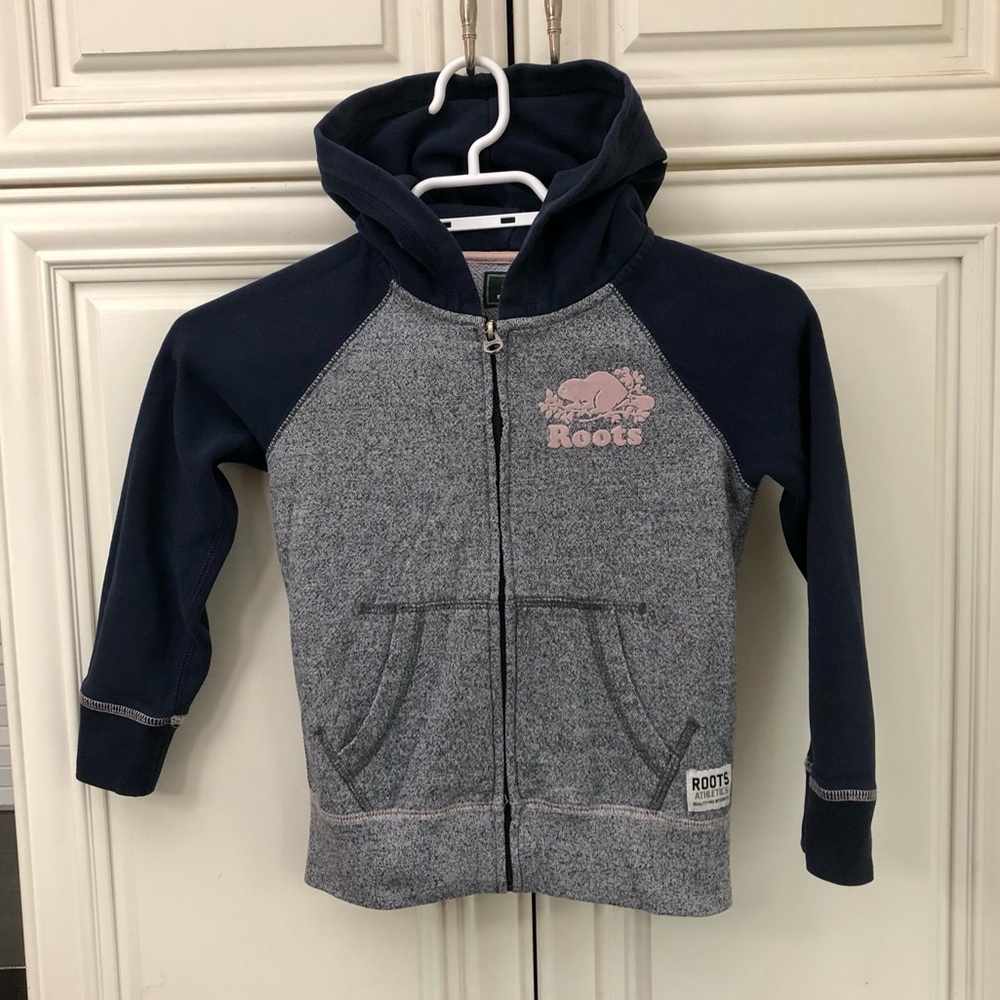 Roots Original blue salt & pepper zip kids hoodie
